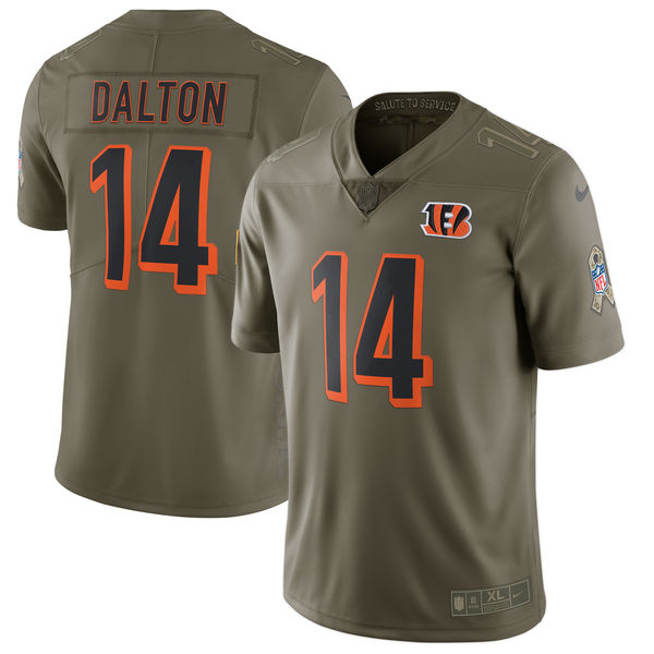 Youth Cincinnati Bengals #14 Dalton Nike Olive Salute To Service Limited NFL Jerseys
